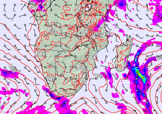 South Africa forecast chart for Thursday, June 11th, 2026 at 12:00 PM