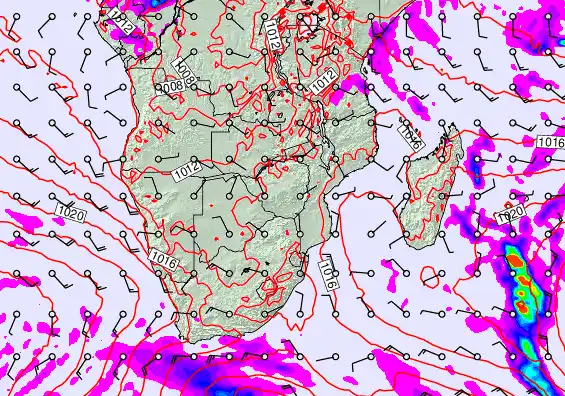 South Africa forecast chart for Friday, June 12th, 2026 at 12:00 PM