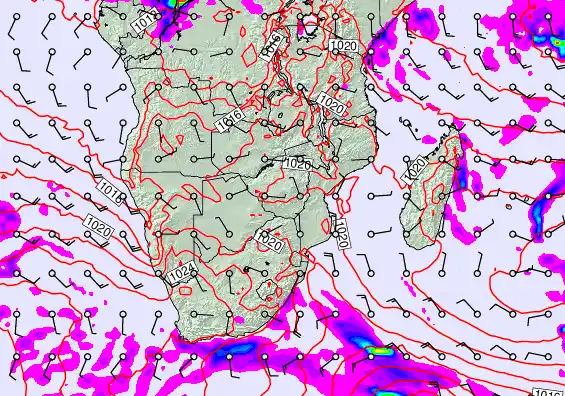 South Africa forecast chart for Saturday, June 13th, 2026 at 6:00 AM