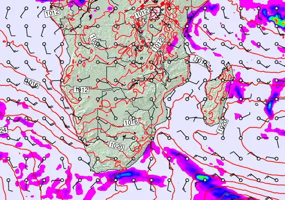 South Africa forecast chart for Saturday, June 13th, 2026 at 12:00 PM