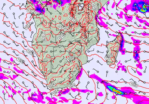 South Africa forecast chart for Sunday, June 14th, 2026 at 12:00 AM
