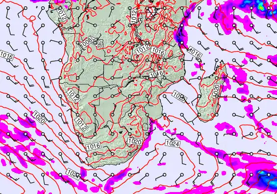 South Africa forecast chart for Sunday, June 14th, 2026 at 12:00 PM
