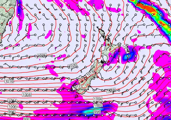New Zealand forecast chart for Sunday, June 7th, 2026 at 12:00 AM