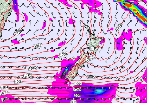 New Zealand forecast chart for Sunday, June 7th, 2026 at 6:00 AM