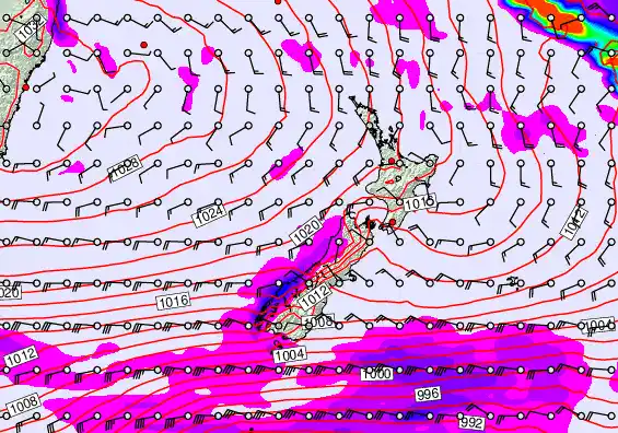 New Zealand forecast chart for Sunday, June 7th, 2026 at 12:00 PM