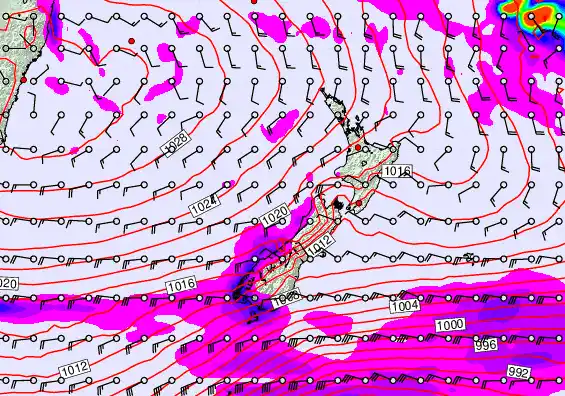 New Zealand forecast chart for Sunday, June 7th, 2026 at 6:00 PM