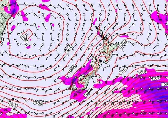 New Zealand forecast chart for Monday, June 8th, 2026 at 6:00 AM