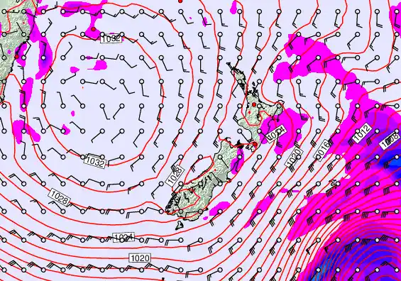 New Zealand forecast chart for Monday, June 8th, 2026 at 6:00 PM