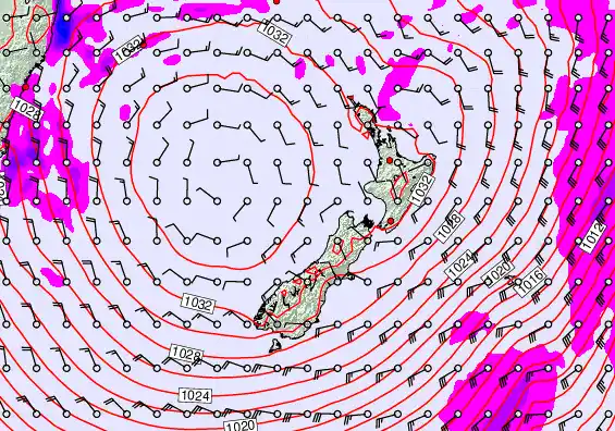 New Zealand forecast chart for Tuesday, June 9th, 2026 at 12:00 PM