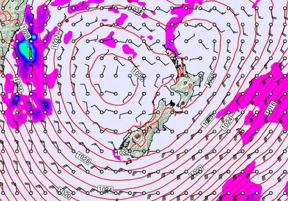 New Zealand forecast chart for Wednesday, June 10th, 2026 at 12:00 AM