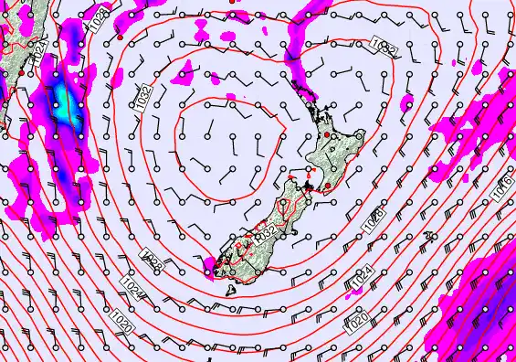 New Zealand forecast chart for Wednesday, June 10th, 2026 at 6:00 AM