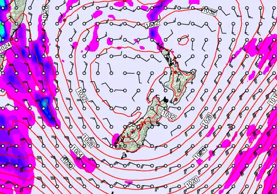 New Zealand forecast chart for Wednesday, June 10th, 2026 at 12:00 PM