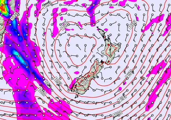 New Zealand forecast chart for Wednesday, June 10th, 2026 at 6:00 PM