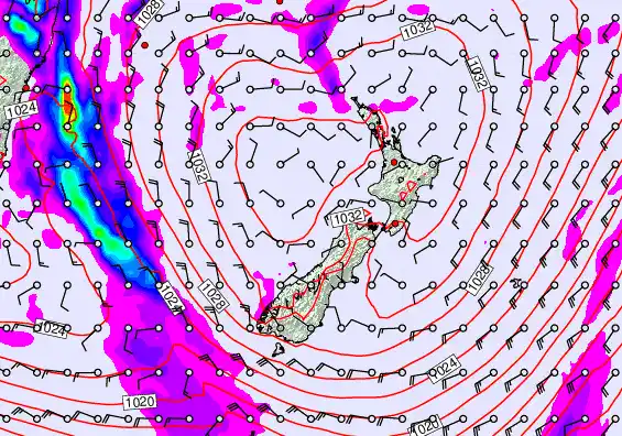New Zealand forecast chart for Thursday, June 11th, 2026 at 12:00 AM