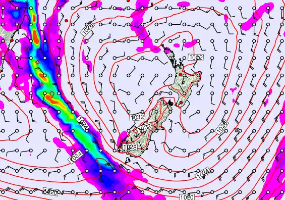New Zealand forecast chart for Thursday, June 11th, 2026 at 6:00 AM