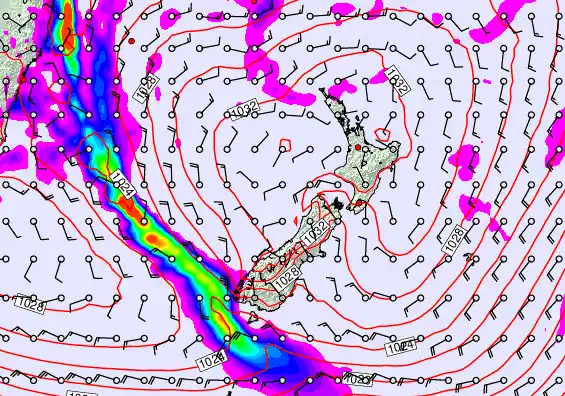 New Zealand forecast chart for Thursday, June 11th, 2026 at 12:00 PM