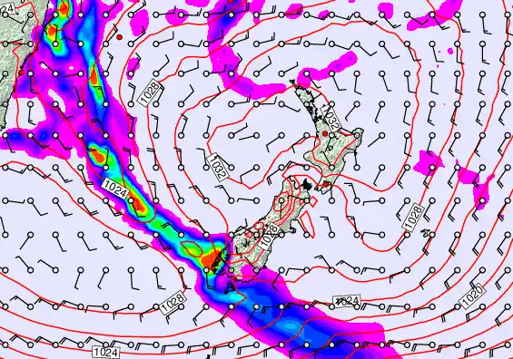 New Zealand forecast chart for Thursday, June 11th, 2026 at 6:00 PM