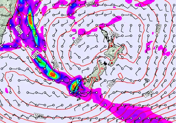 New Zealand forecast chart for Friday, June 12th, 2026 at 12:00 AM