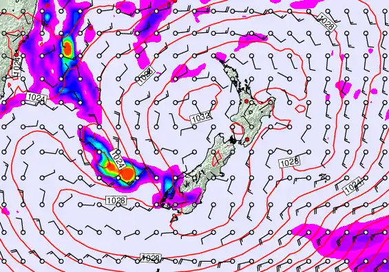 New Zealand forecast chart for Friday, June 12th, 2026 at 6:00 AM