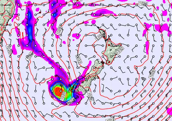 New Zealand forecast chart for Friday, June 12th, 2026 at 6:00 PM