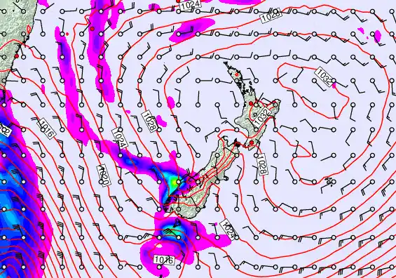 New Zealand forecast chart for Saturday, June 13th, 2026 at 6:00 AM