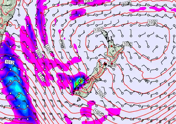 New Zealand forecast chart for Saturday, June 13th, 2026 at 12:00 PM
