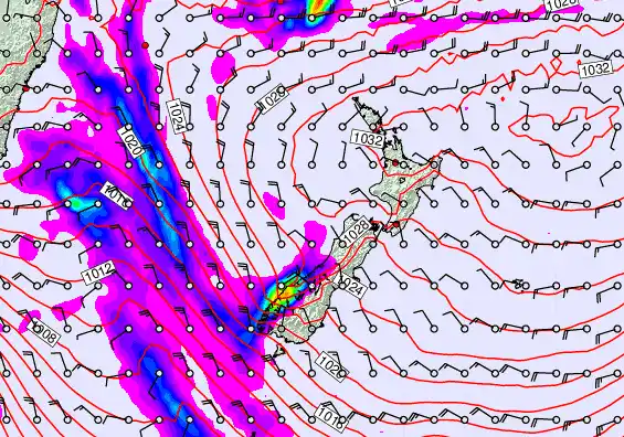 New Zealand forecast chart for Sunday, June 14th, 2026 at 12:00 AM
