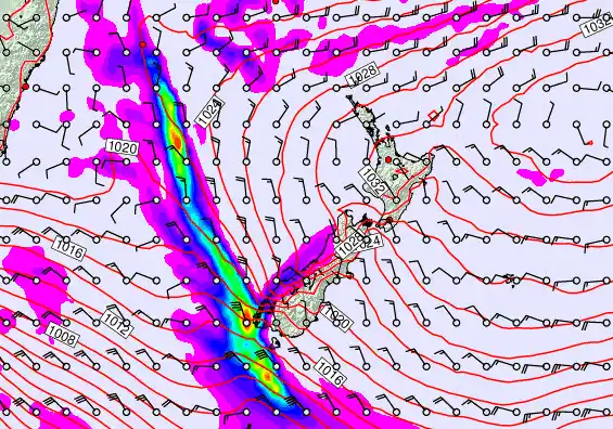New Zealand forecast chart for Sunday, June 14th, 2026 at 12:00 PM