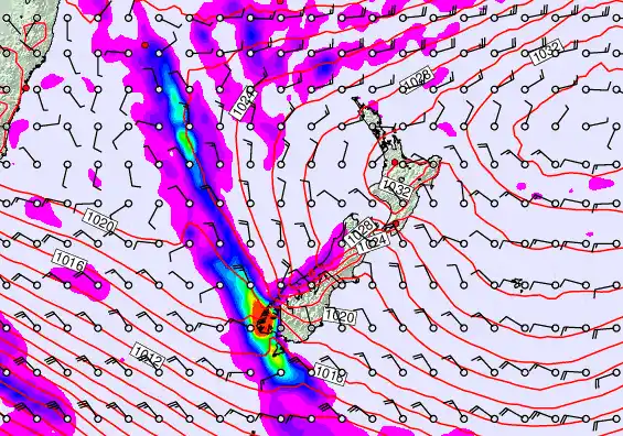 New Zealand forecast chart for Sunday, June 14th, 2026 at 6:00 PM