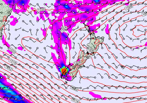 New Zealand forecast chart for Monday, June 15th, 2026 at 6:00 AM