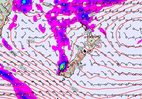 New Zealand forecast chart for Monday, June 15th, 2026 at 12:00 PM