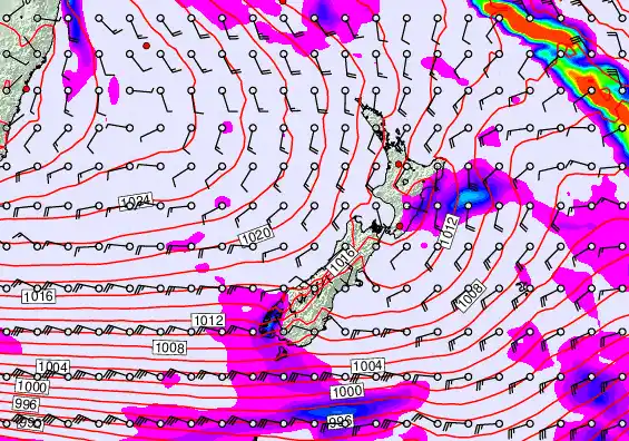 New Zealand forecast chart for Sunday, June 7th, 2026 at 12:00 AM