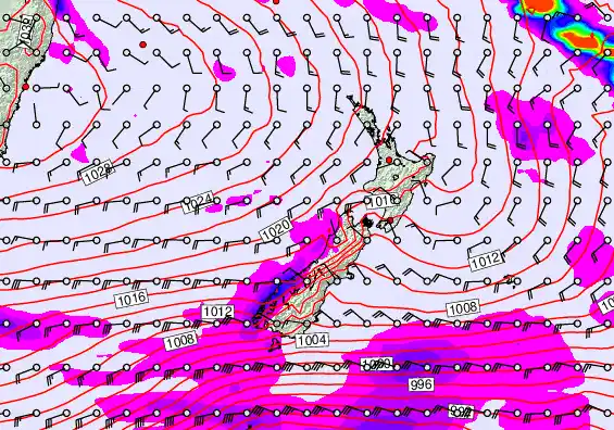 New Zealand forecast chart for Sunday, June 7th, 2026 at 12:00 PM