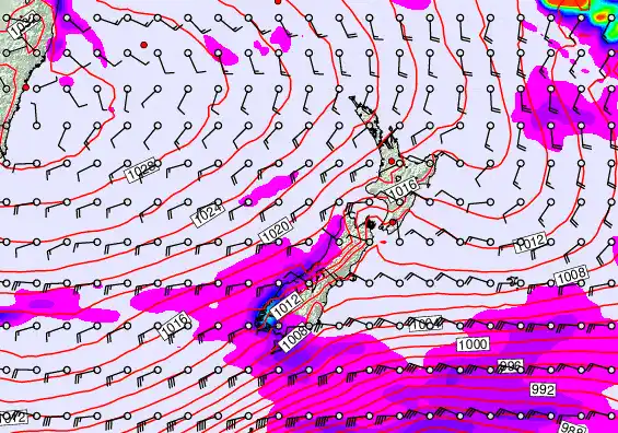 New Zealand forecast chart for Sunday, June 7th, 2026 at 6:00 PM