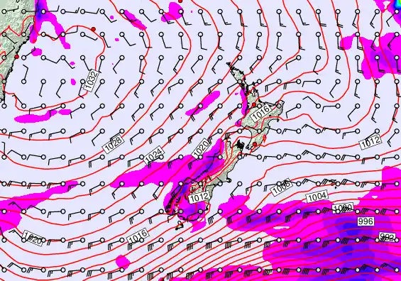 New Zealand forecast chart for Monday, June 8th, 2026 at 12:00 AM