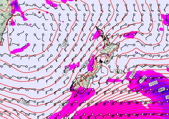 New Zealand forecast chart for Monday, June 8th, 2026 at 6:00 AM
