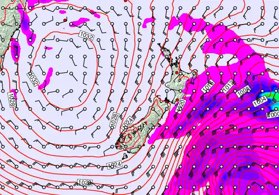 New Zealand forecast chart for Monday, June 8th, 2026 at 6:00 PM