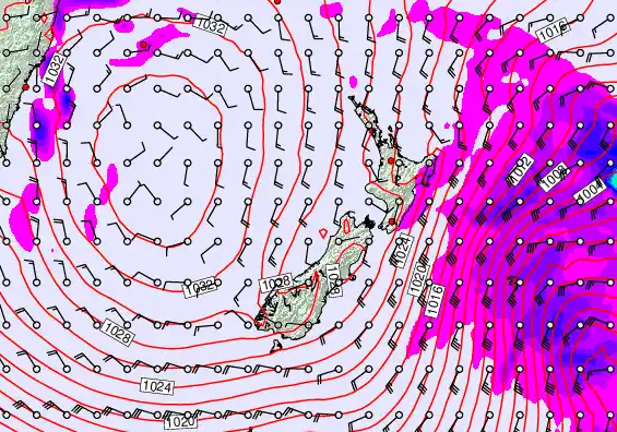 New Zealand forecast chart for Tuesday, June 9th, 2026 at 12:00 AM
