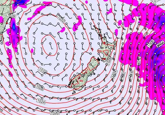 New Zealand forecast chart for Tuesday, June 9th, 2026 at 6:00 AM