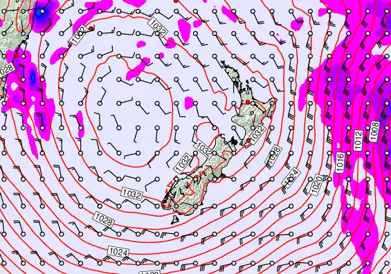 New Zealand forecast chart for Tuesday, June 9th, 2026 at 12:00 PM