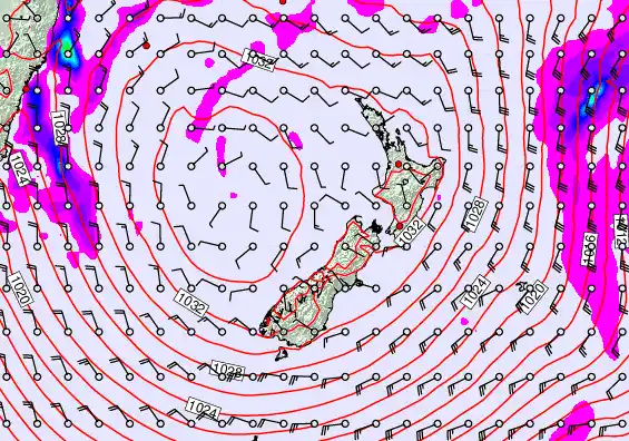 New Zealand forecast chart for Tuesday, June 9th, 2026 at 6:00 PM