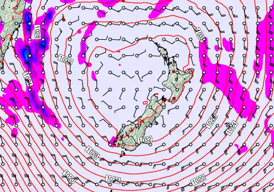 New Zealand forecast chart for Wednesday, June 10th, 2026 at 6:00 AM