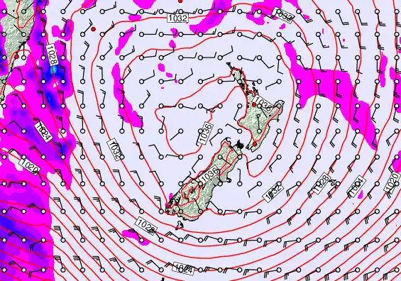 New Zealand forecast chart for Wednesday, June 10th, 2026 at 12:00 PM