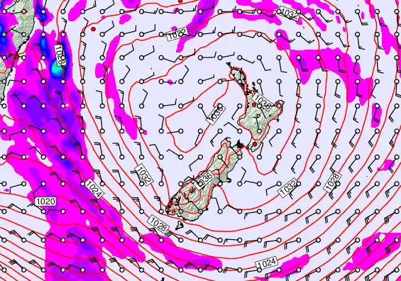 New Zealand forecast chart for Wednesday, June 10th, 2026 at 6:00 PM
