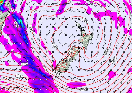 New Zealand forecast chart for Thursday, June 11th, 2026 at 12:00 AM