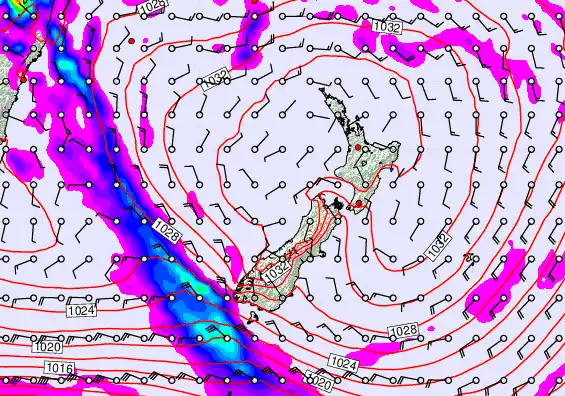 New Zealand forecast chart for Thursday, June 11th, 2026 at 6:00 AM