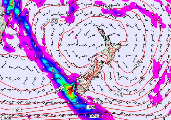 New Zealand forecast chart for Thursday, June 11th, 2026 at 12:00 PM