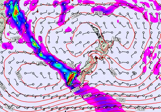 New Zealand forecast chart for Thursday, June 11th, 2026 at 6:00 PM