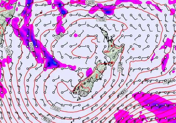 New Zealand forecast chart for Friday, June 12th, 2026 at 6:00 AM