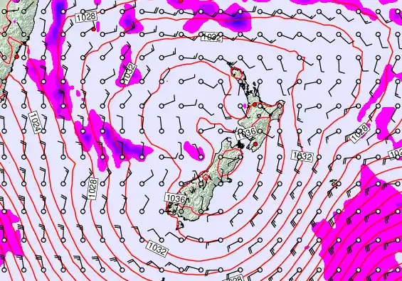 New Zealand forecast chart for Friday, June 12th, 2026 at 12:00 PM